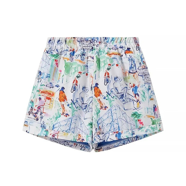 Jacke und kurze Hose mit Graffiti-Print