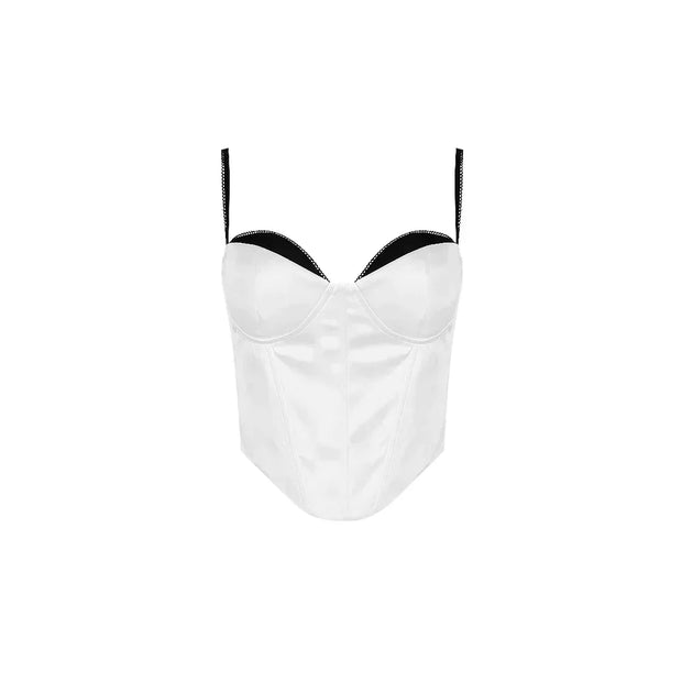 Sophia - Modernes Bustier-Oberteil mit Kontrastpaspelierung und Spaghettiträgern
