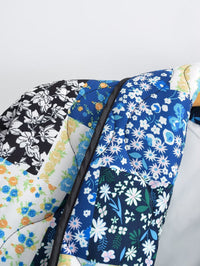 Jacke mit Blumenmuster, Patchwork und Reverskragen
