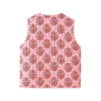 Jeansweste mit Blumenmuster, V-Ausschnitt und Bindedetails