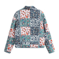 Jacke mit Patchwork, überschnittenen Schultern und Print