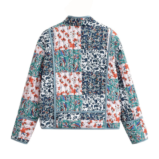 Jacke mit Patchwork, überschnittenen Schultern und Print
