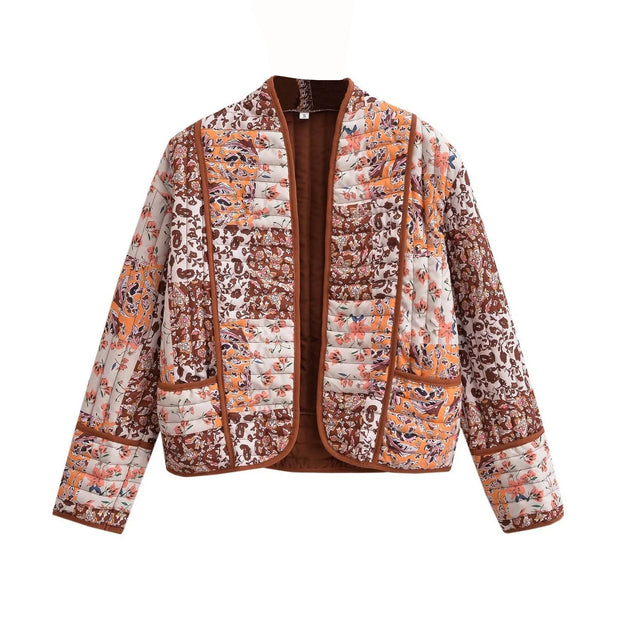 Jacke mit Patchwork, überschnittenen Schultern und Print