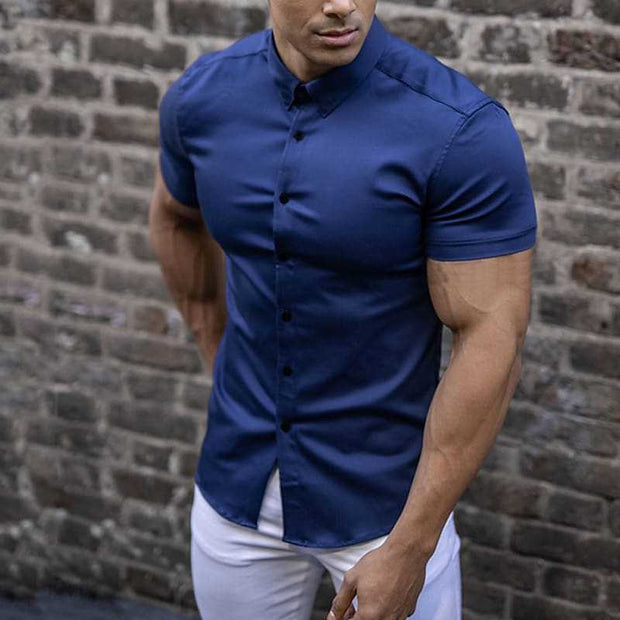 Fyn - Herren Slim Fit Kurzarm einfarbig Fitness Shirt