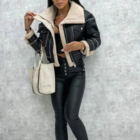 Schwarze Lederjacke mit zeitlosem Design