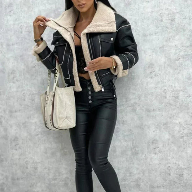 Schwarze Lederjacke mit zeitlosem Design