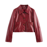 Einfarbige Lederjacke mit klarer Optik