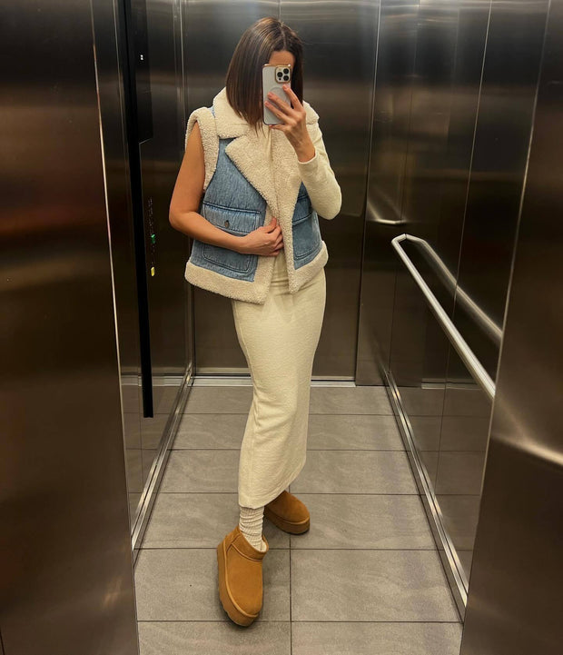 Jeansweste mit Reverskragen und Taschen