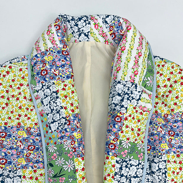 Jacke mit Blumenmuster, Patchwork und Taschen