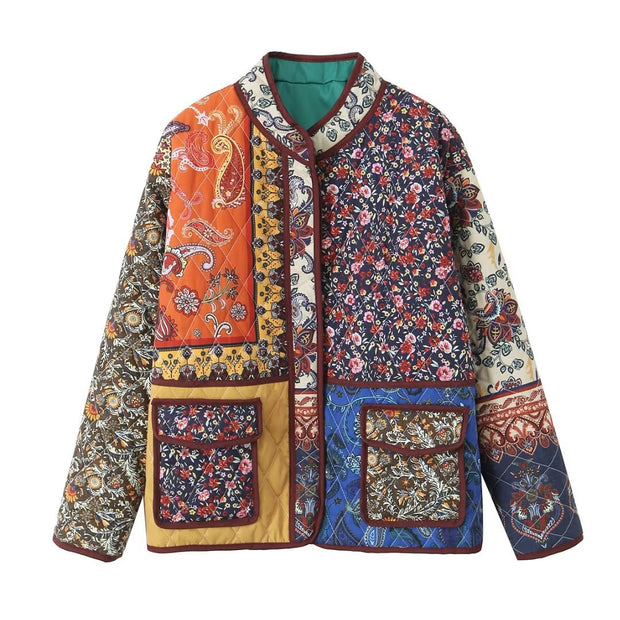 Steppjacke mit Ethno-Muster