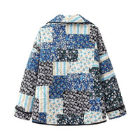 Jacke mit Blumenmuster, Patchwork und Reverskragen
