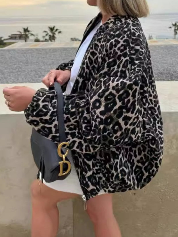 Jacke mit lockerer Passform und Print