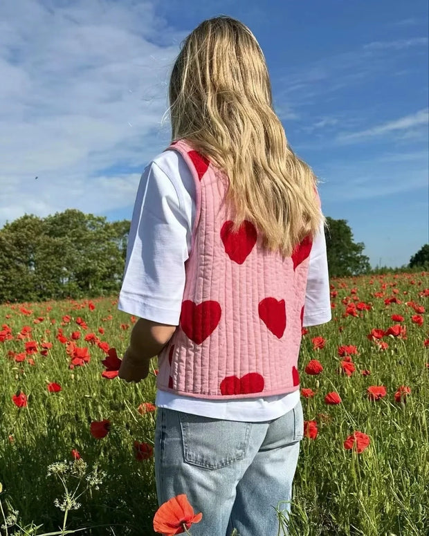 Jeansweste mit figurbetontem Schnitt, Schleifendetails und V-Ausschnitt