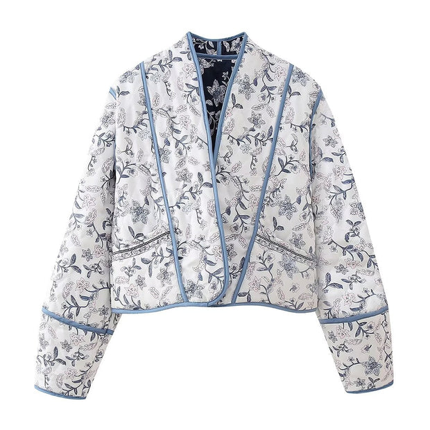 Jacke zum Wenden mit Blumenmuster und Ethno-Muster