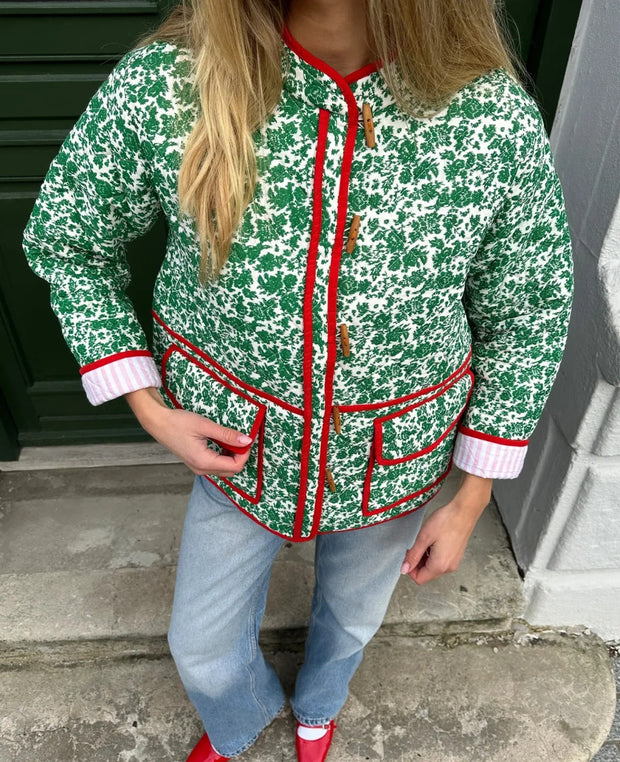 Jeansjacke mit Blumenmuster und Patchwork