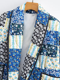Jacke mit Blumenmuster, Patchwork und Reverskragen