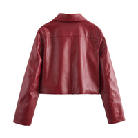 Einfarbige Lederjacke mit klarer Optik