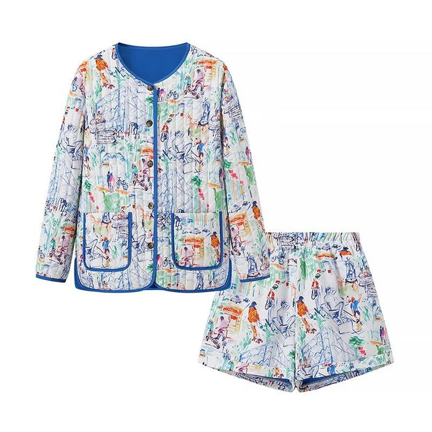 Jacke und kurze Hose mit Graffiti-Print