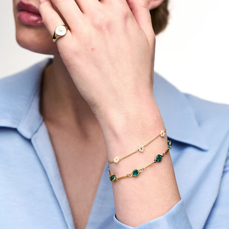 Goldarmband Mit Grünen Rundsteinen Elviana Elegantes Accessoire Für Alltag Und Abendlook