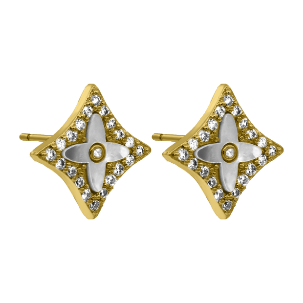 Perlmutt Starly Ohrstecker 14K Vergoldet