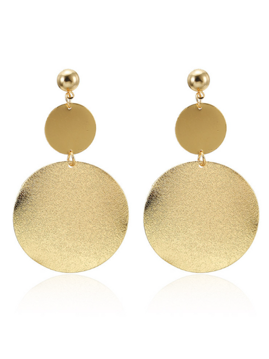 Solar Statement Ohrringe Mit Doppelten Goldenen Platten Und Glänzende Oberfläche Eleganter Schmuckakzent