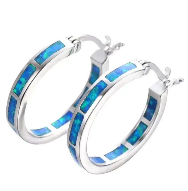 Schicke Blaue Fire Opal Creolen