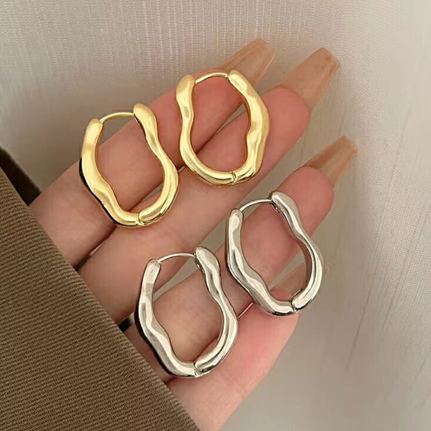 Hoop Ohrringe Organic Flow Floriana Modernes Fließendes Design Inspiriert Von Natürlichen Formen Spiegelndes Finish