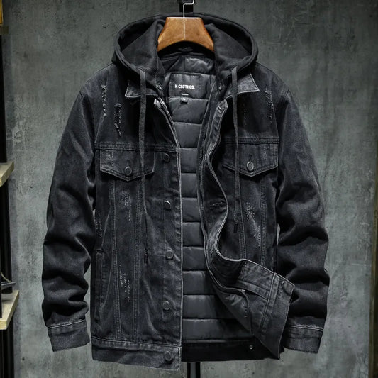 Herren Jeansjacke mit moderner Kapuze - Elrick