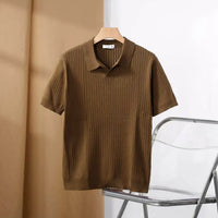 Herren-Poloshirt in schmaler Passform mit vertikaler Struktur und breitem Kragen - Darel