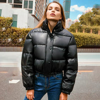 Wattierte Lederjacke mit moderner Optik