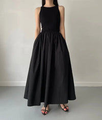 Ärmelloses elegantes langes Kleid schwarz - Marie