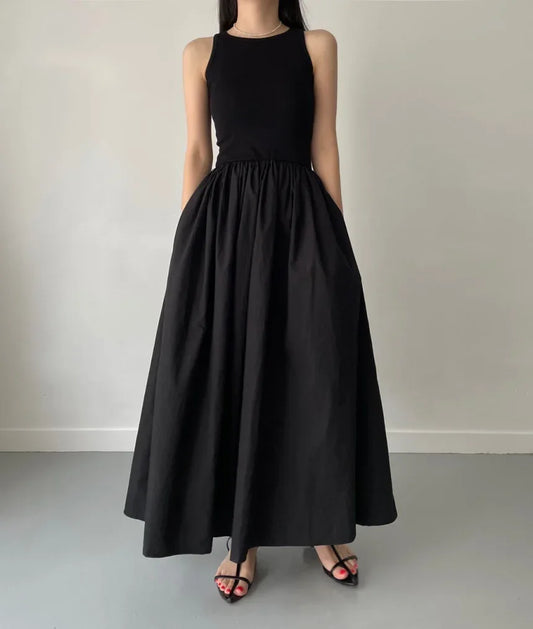 Ärmelloses elegantes langes Kleid schwarz - Marie