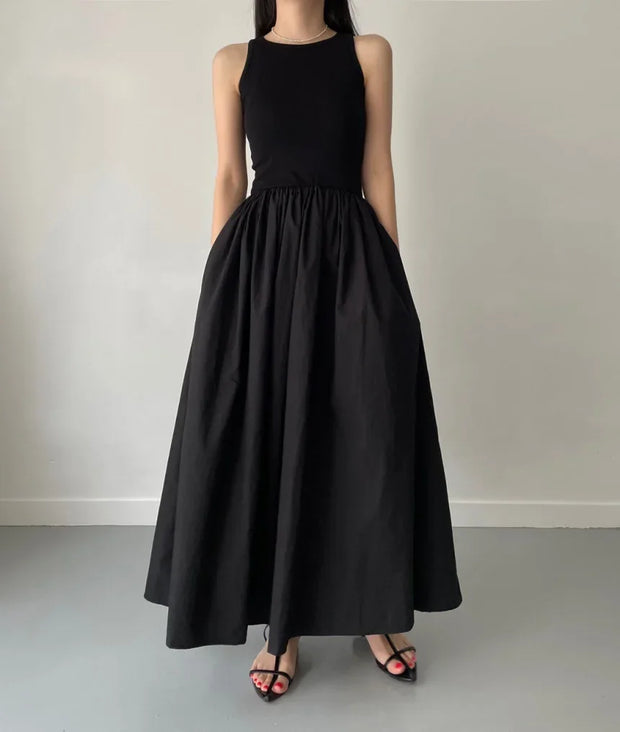 Ärmelloses elegantes langes Kleid schwarz - Marie