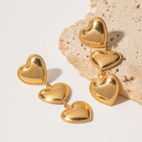 Trio-Ohrringe Mit Herz-Kette Gaia - Romantisch Elegant Goldglanz Veredelter Ohrschmuck