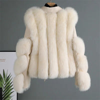 Luxuriöse Lederjacke mit Kunstfellbesatz