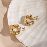 Oriana Gepunktete Perlen Creolen Goldene Ohrringe Mit Kristallen Eleganter Modischer Schmuck