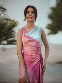 Talia - Tie Dye-Kleid mit Schalkragen