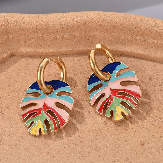 Ohrringe Tropical Jewellery Sara Exquisites Sommerliches Blattdesign In Lebendigen Farben Stilvolles Unikat Modeschmuck