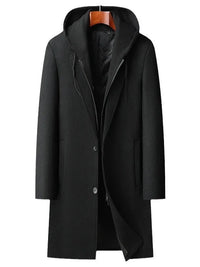 Langer Mantel mit abnehmbarer Kapuze für Männer - Alfred