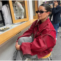 Oversize-Lederjacke im urbanen Stil