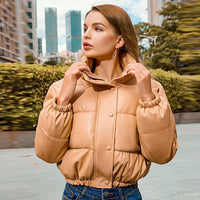 Wattierte Lederjacke mit moderner Optik