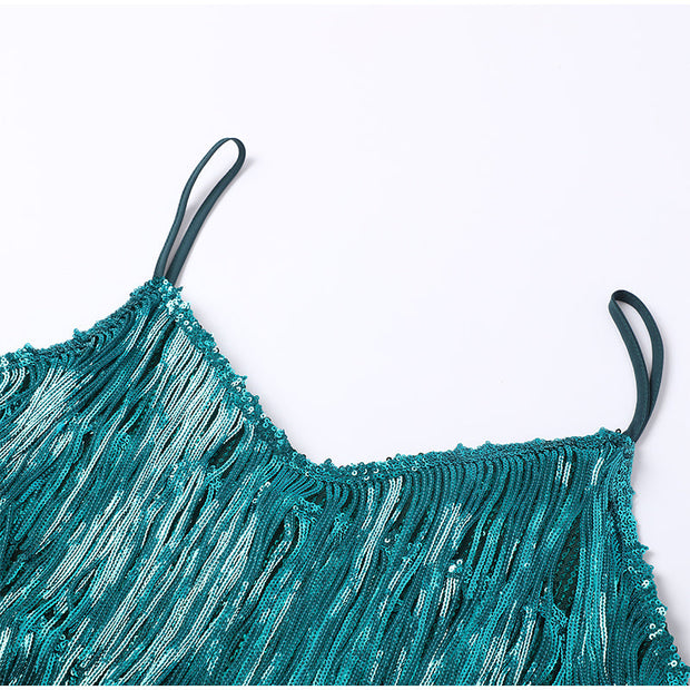 Kimy - Kleid mit Quasten und Pailletten und Federnähten