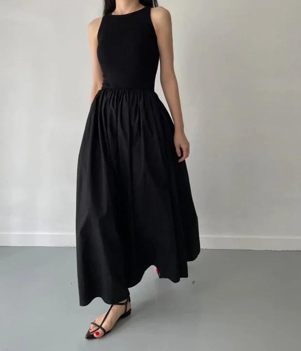 Ärmelloses elegantes langes Kleid schwarz - Marie