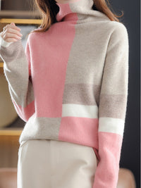 Belle - Gemusterter Rollkragenpullover aus Kaschmir