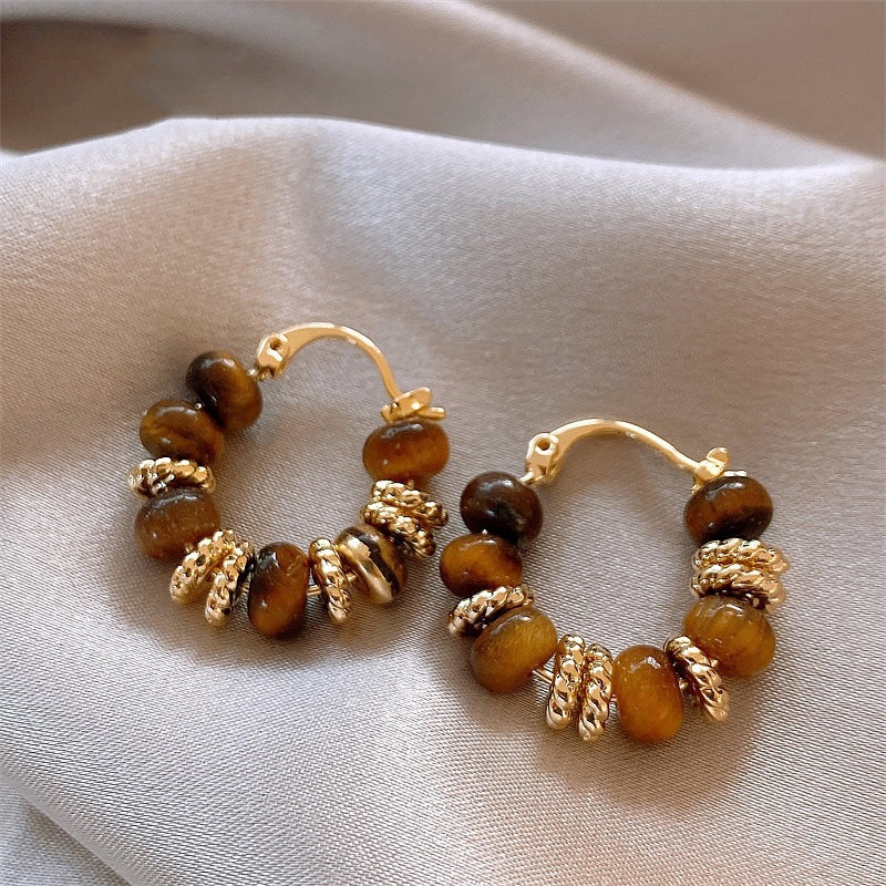 Parisa Tigerauge Creolen Mit Perlen Runde Ohrringe Aus Tigerauge Naturstein Schmuck Für Elegante Looks