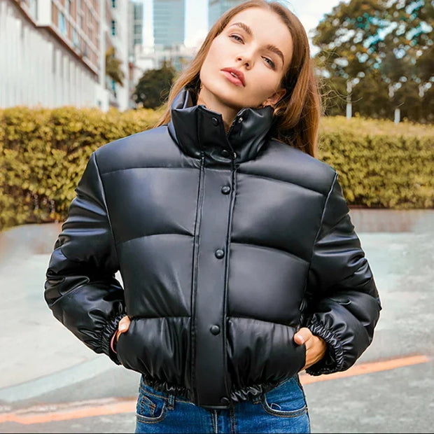 Wattierte Lederjacke mit moderner Optik