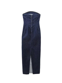 Rina - Langes Kleid aus blauem Denim
