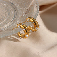 Oriana Gepunktete Perlen Creolen Goldene Ohrringe Mit Kristallen Eleganter Modischer Schmuck