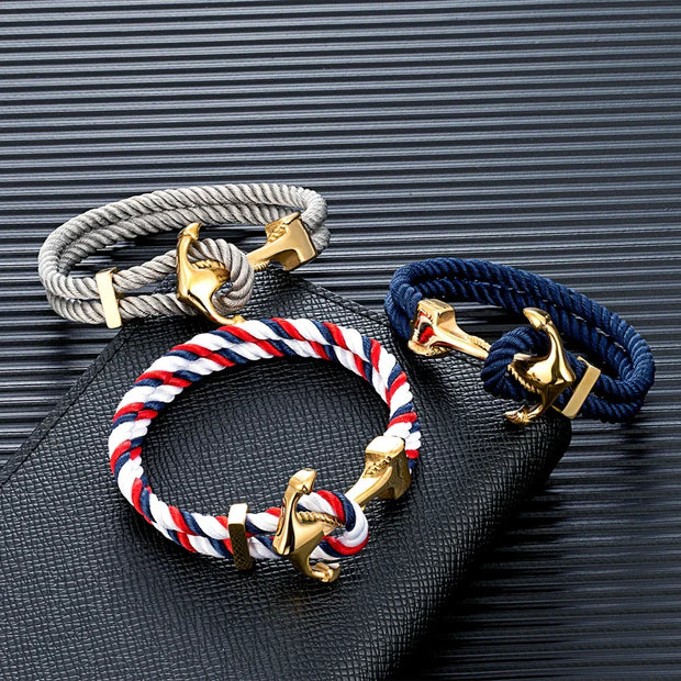 Nautilus Seilarmband Mit Goldener Ankerverschluss Elegantes Kordelarmband Für Freiheit Und Stil