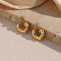 Oriana Gepunktete Perlen Creolen Goldene Ohrringe Mit Kristallen Eleganter Modischer Schmuck